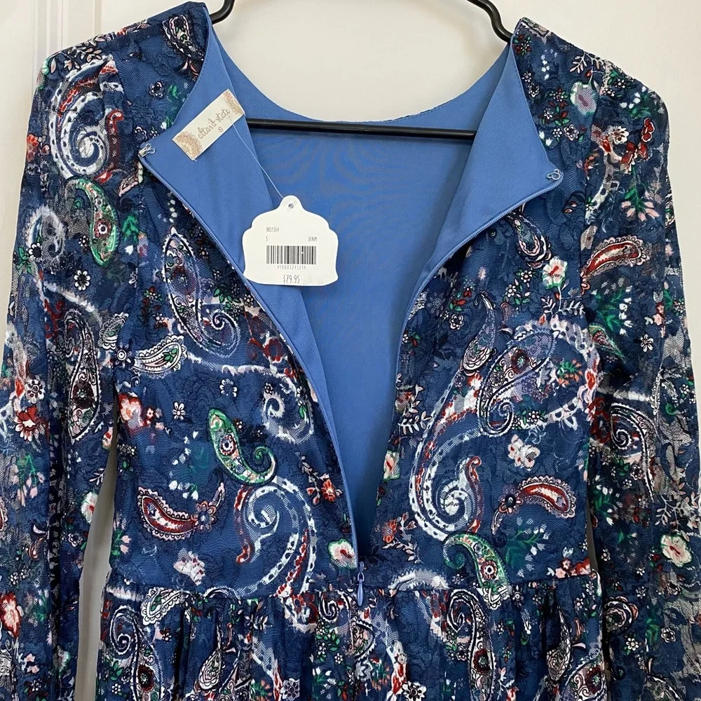 •NWT•Altar’d State Paisley Floral Lined Dress- ‘Denim’ - Picture 9 of 10